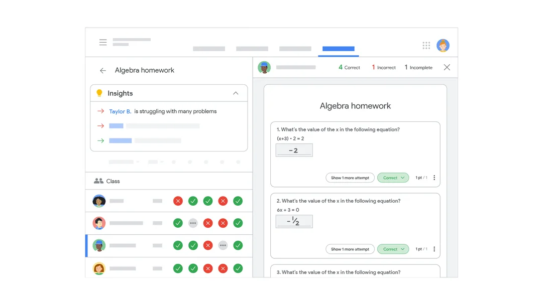 Google Workspace For Education - Teacher insights dashboard